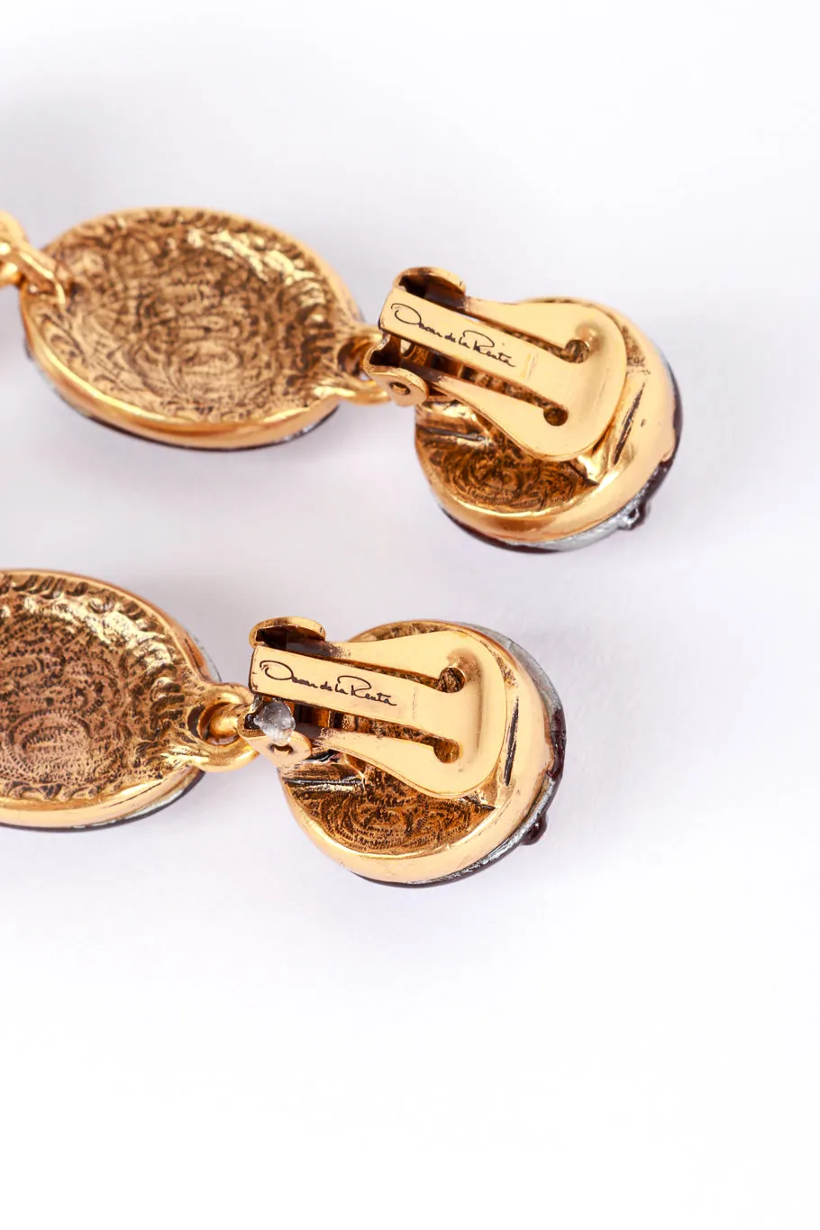 Crawling Crystal Cabochon Drop Earrings