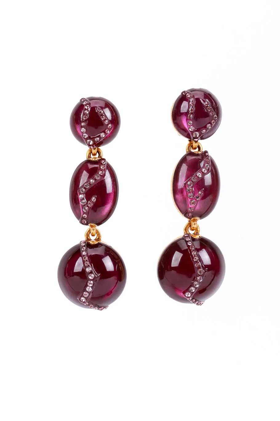 Crawling Crystal Cabochon Drop Earrings