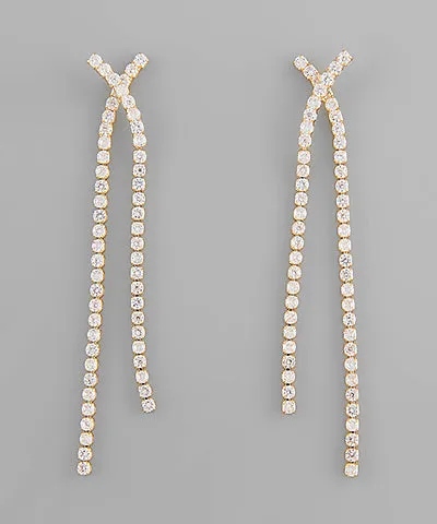 Criscrossed Crystal Earrings Gold