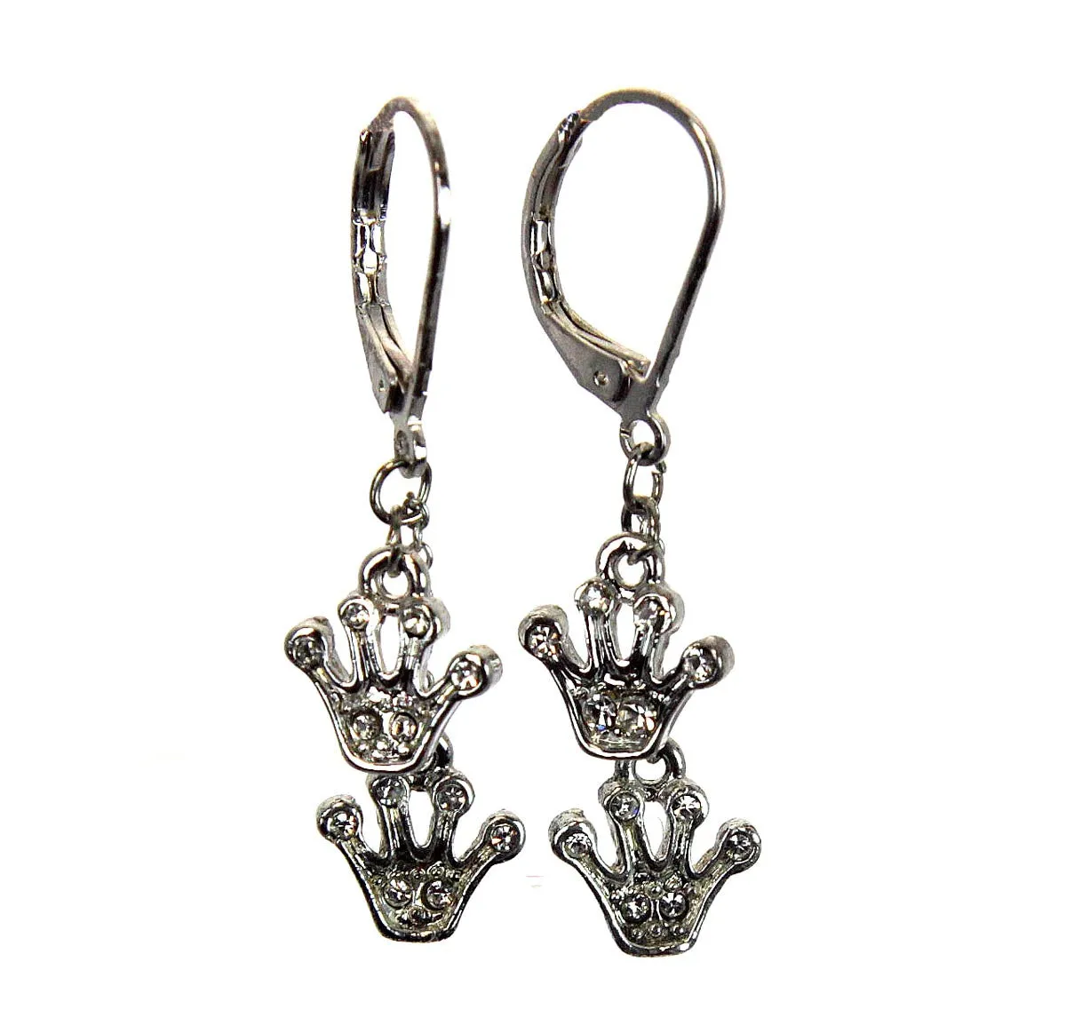 Crown Drop Earrings Silver