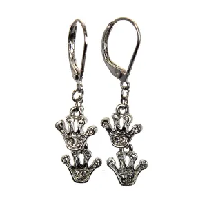 Crown Drop Earrings Silver