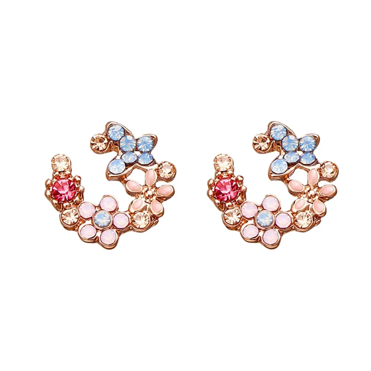 Crystal & Cubic Zirconia Flower Stud Earrings