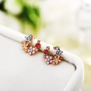 Crystal & Cubic Zirconia Flower Stud Earrings