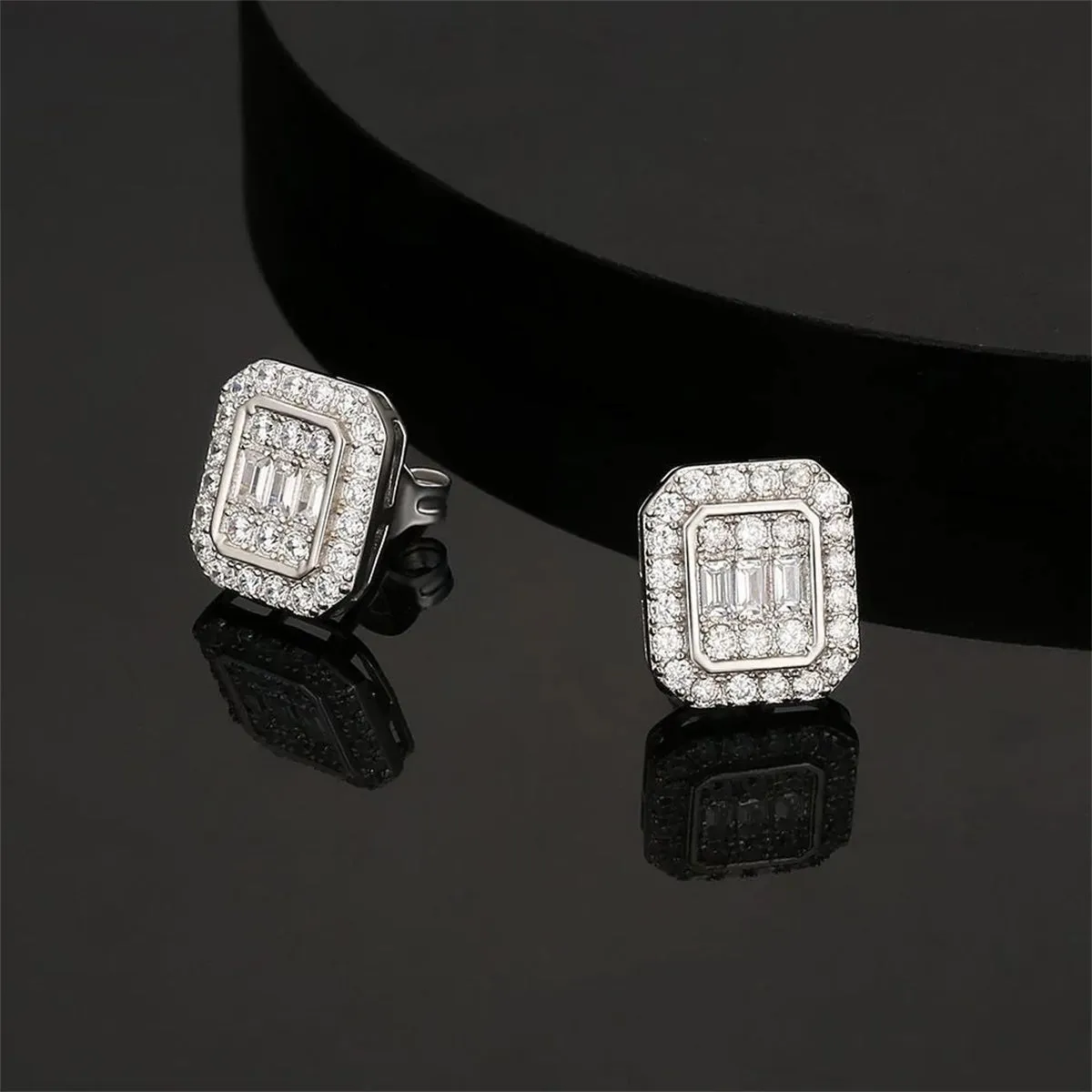 Crystal & Cubic Zirconia Silver-Plated Cushion Stud Earrings