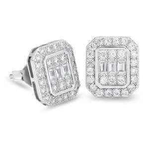 Crystal & Cubic Zirconia Silver-Plated Cushion Stud Earrings