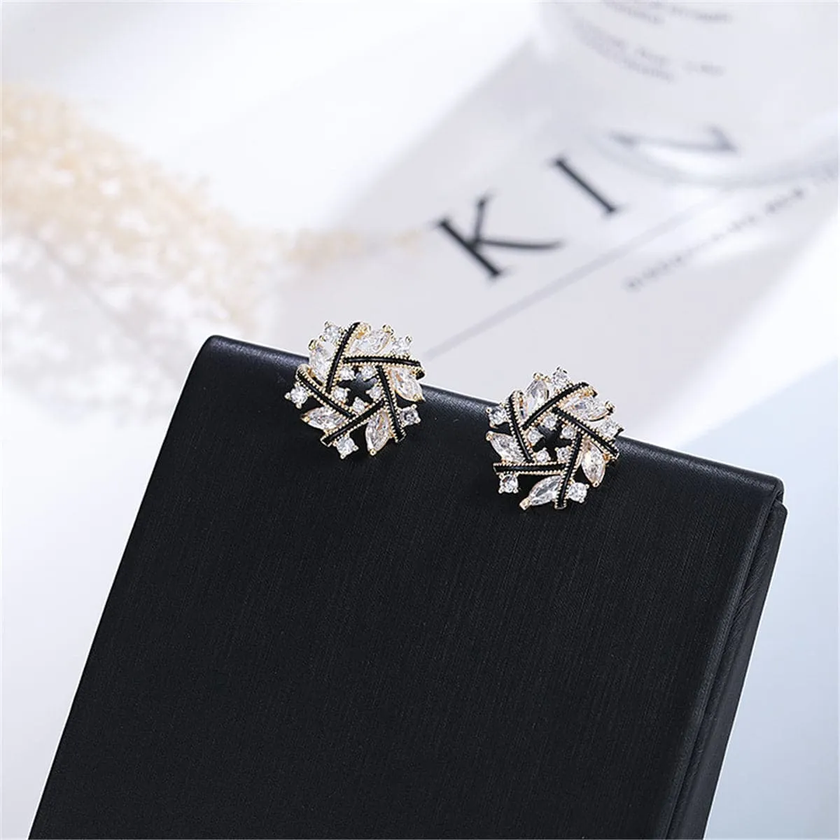 Crystal & Cubic Zirconia Snowflake Stud Earrings
