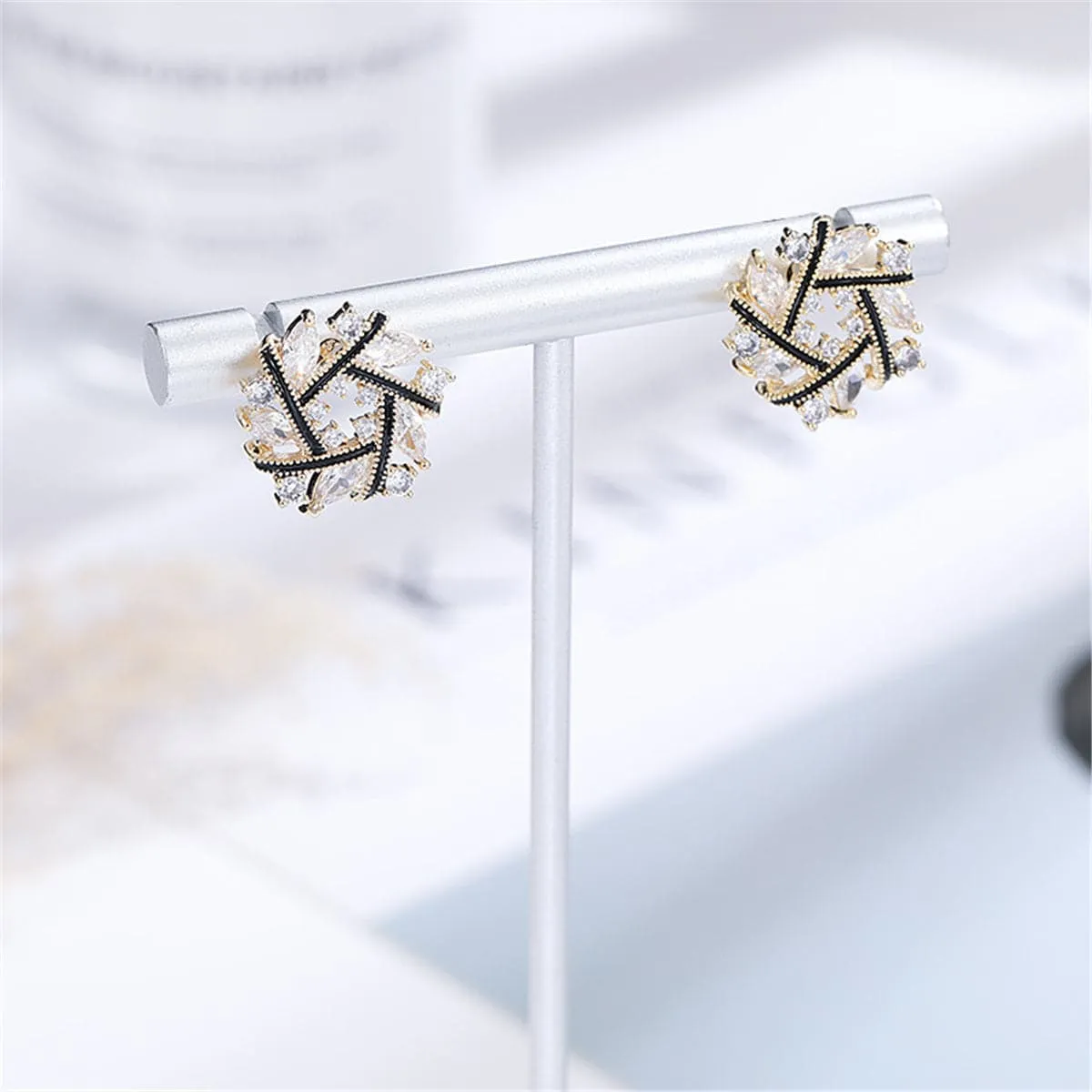 Crystal & Cubic Zirconia Snowflake Stud Earrings