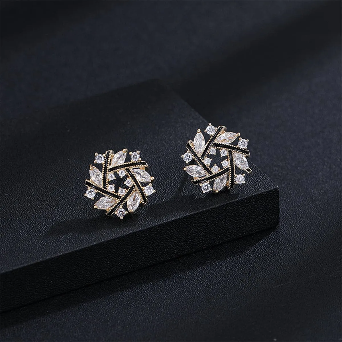 Crystal & Cubic Zirconia Snowflake Stud Earrings