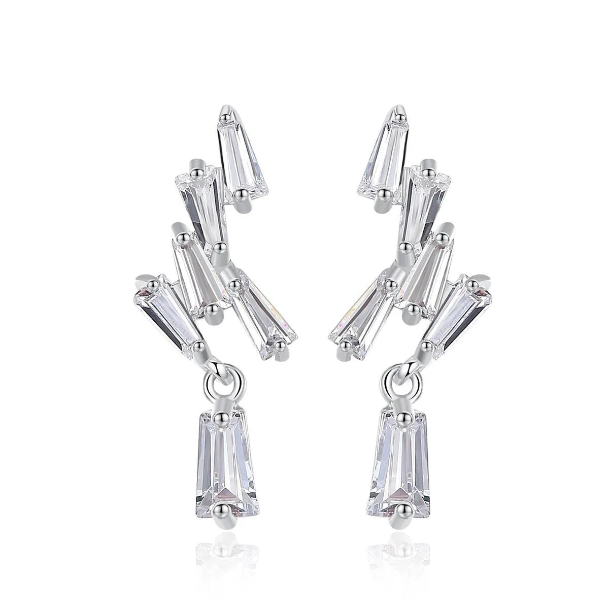 Crystal & Silver-Plated Cluster Drop Earrings