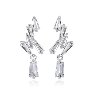 Crystal & Silver-Plated Cluster Drop Earrings