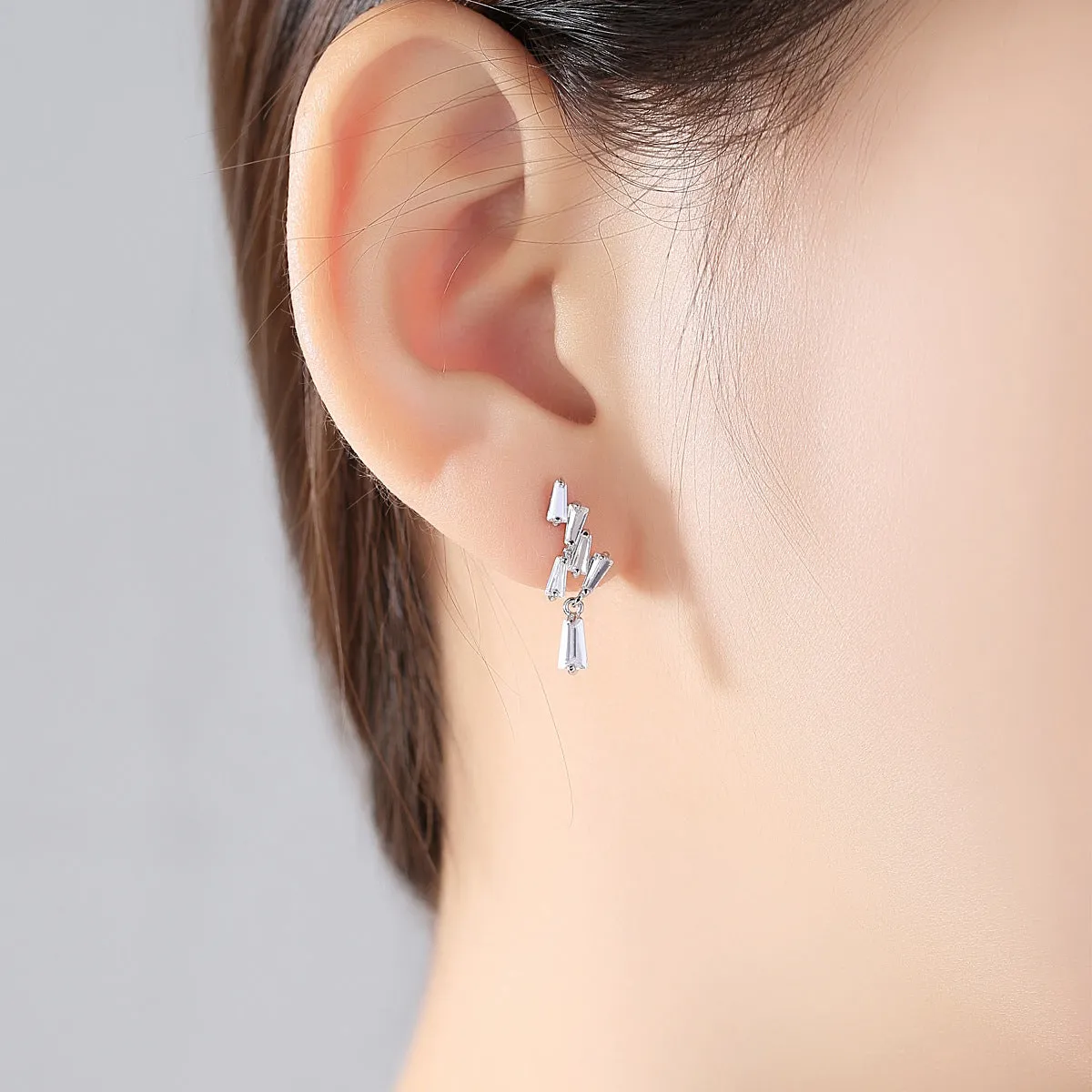 Crystal & Silver-Plated Cluster Drop Earrings