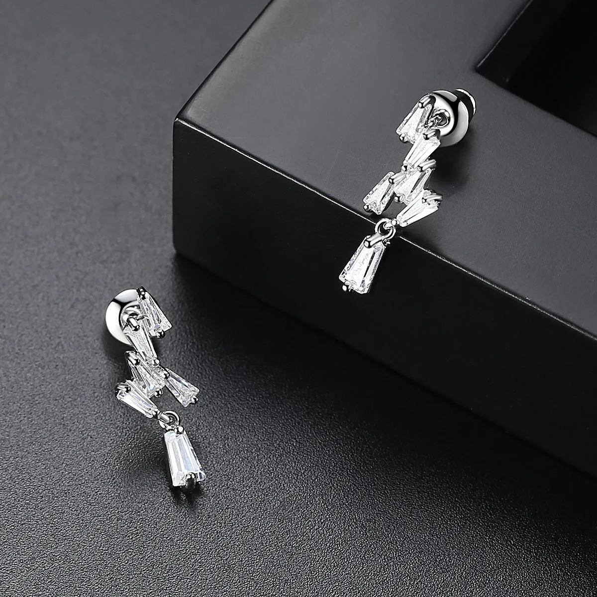 Crystal & Silver-Plated Cluster Drop Earrings