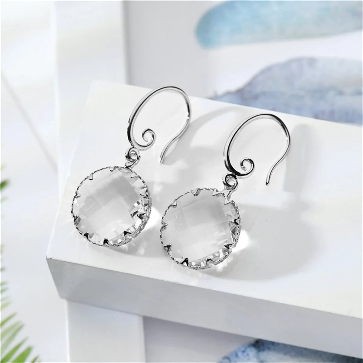 Crystal & Silver-Plated Round Drop Earrings