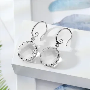 Crystal & Silver-Plated Round Drop Earrings