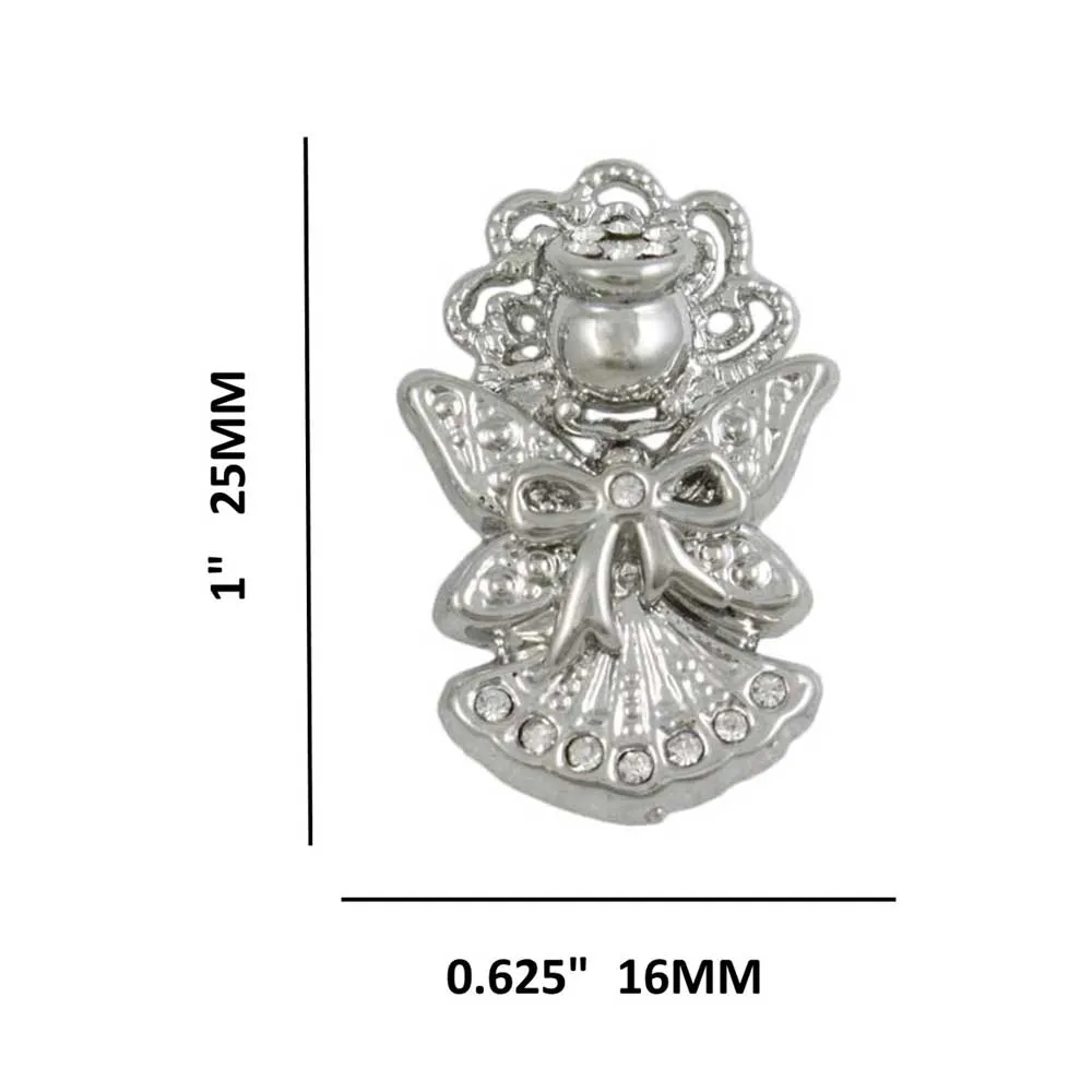 Crystal Angel with Bow and Large Wings Pierced Earring - PRF343E