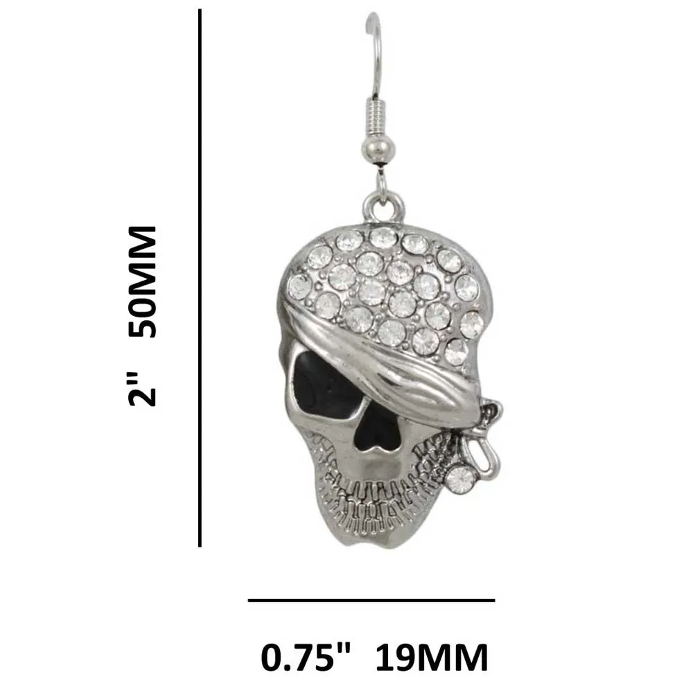 Crystal Bandaged Pirate Skull Pierced Earring - PF601E