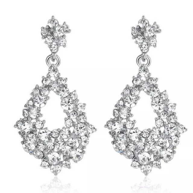Crystal Bridal Dangle Wedding Drop Earrings