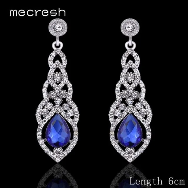 Crystal Bridal Dangle Wedding Drop Earrings