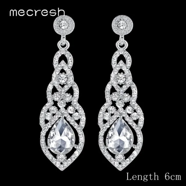 Crystal Bridal Dangle Wedding Drop Earrings
