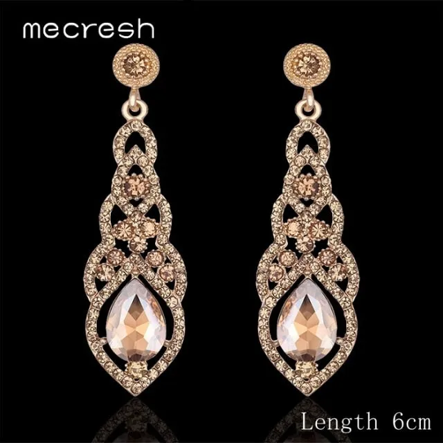 Crystal Bridal Dangle Wedding Drop Earrings