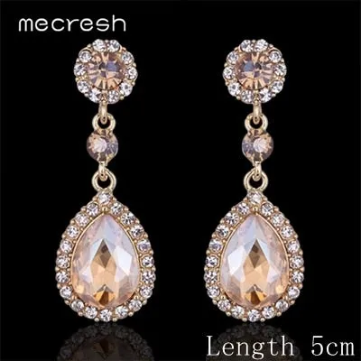 Crystal Bridal Dangle Wedding Drop Earrings