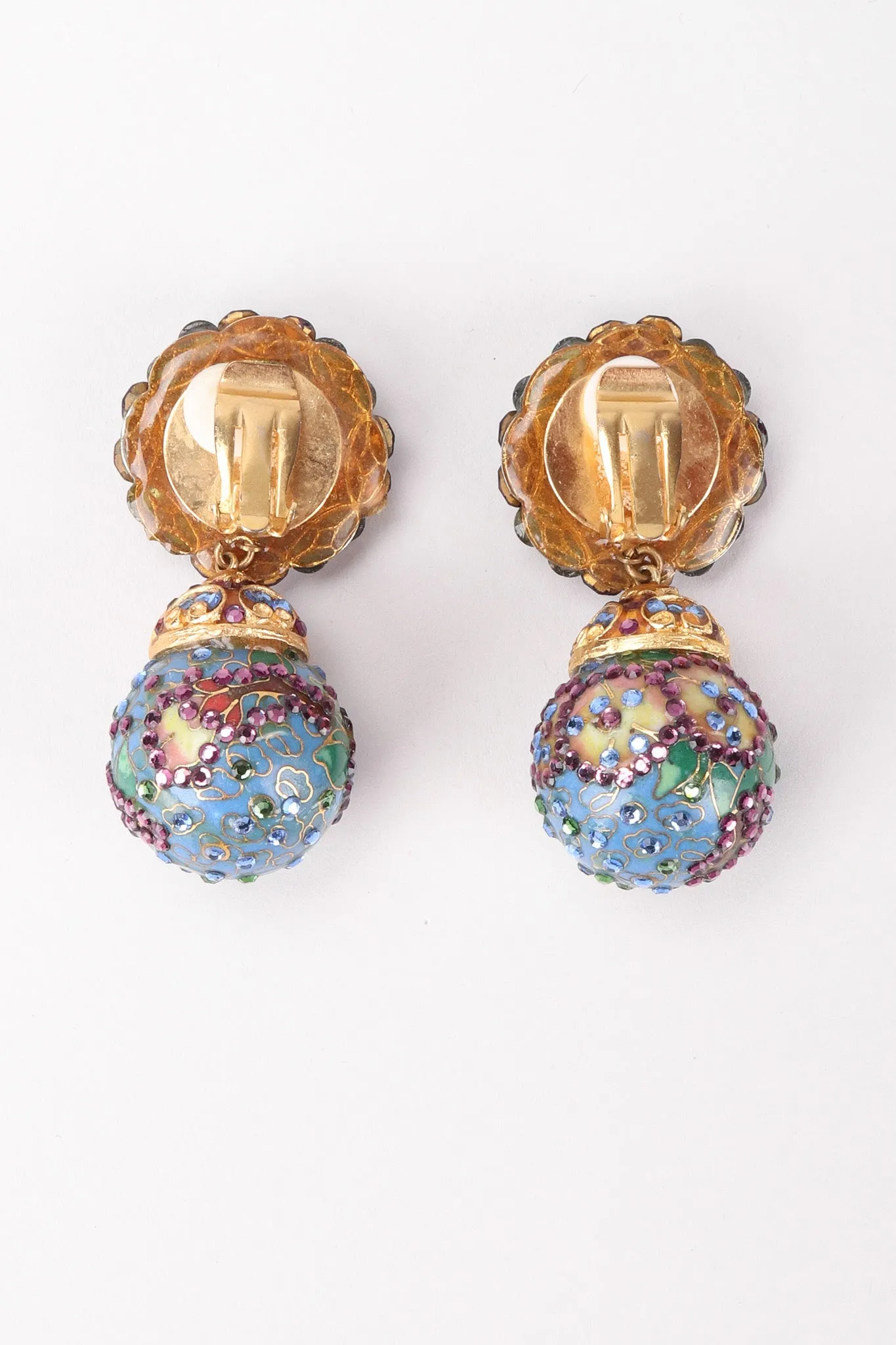 Crystal Cloisonne Ball Drop Earrings