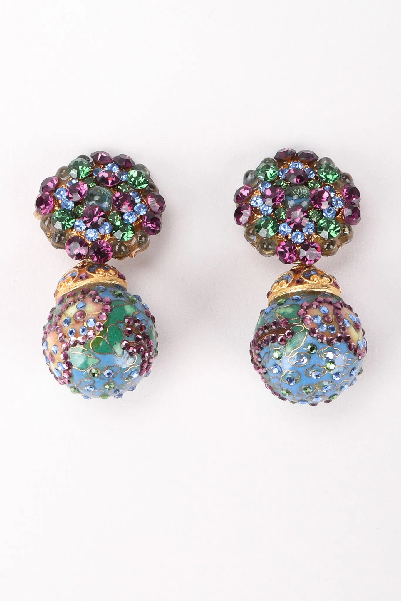 Crystal Cloisonne Ball Drop Earrings