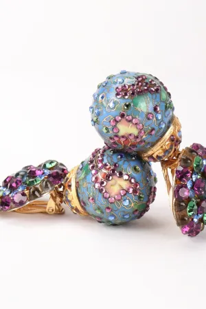 Crystal Cloisonne Ball Drop Earrings