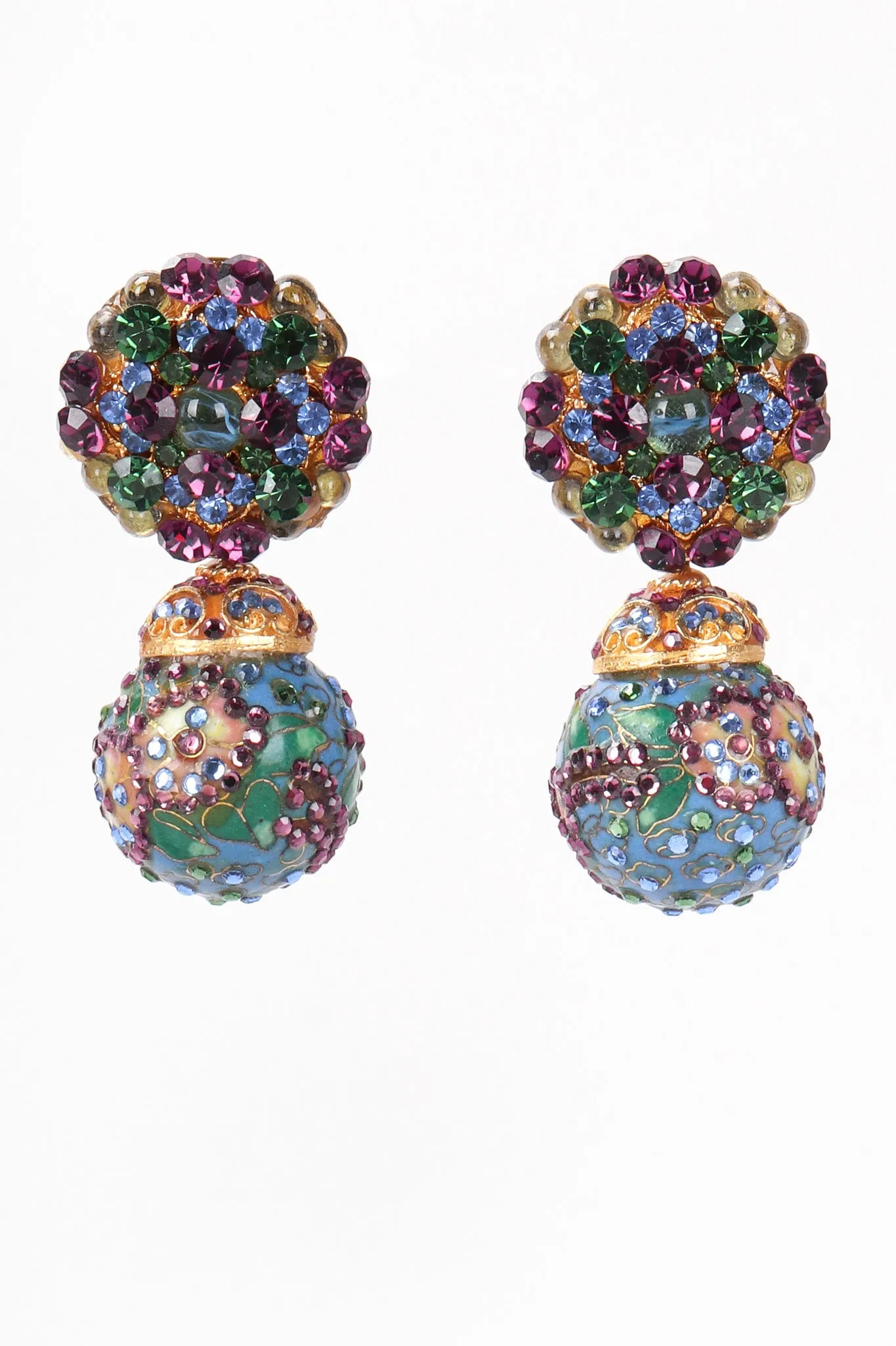 Crystal Cloisonne Ball Drop Earrings