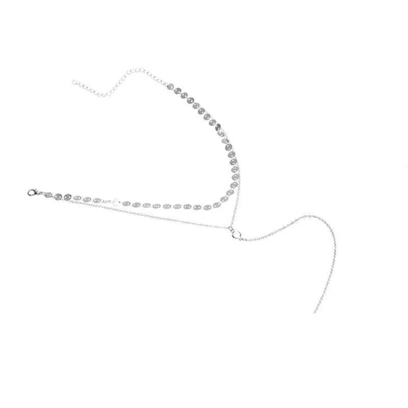 Crystal Double Layered Lariat Necklace - High-Quality Zinc Alloy, 6.25" Pendant, 15.75" Neck Length