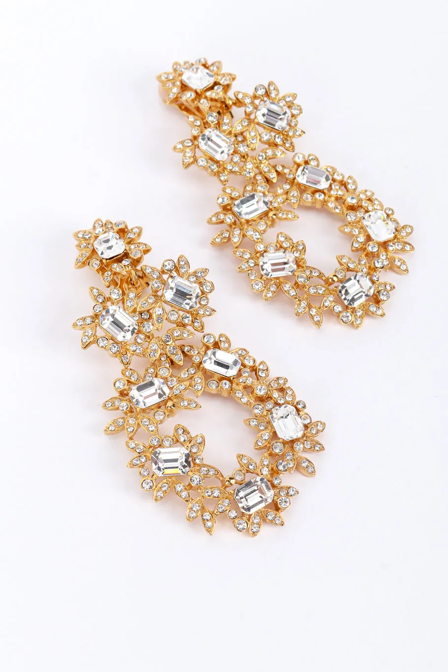 Crystal Floral Drop Hoop Earrings