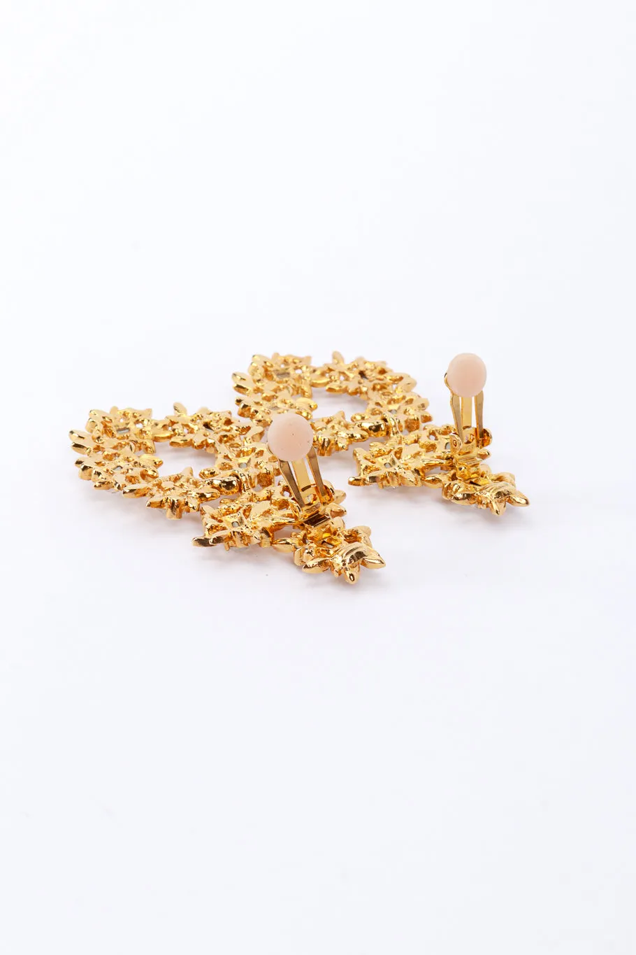 Crystal Floral Drop Hoop Earrings