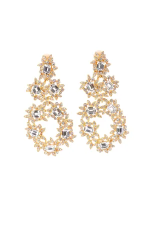 Crystal Floral Drop Hoop Earrings