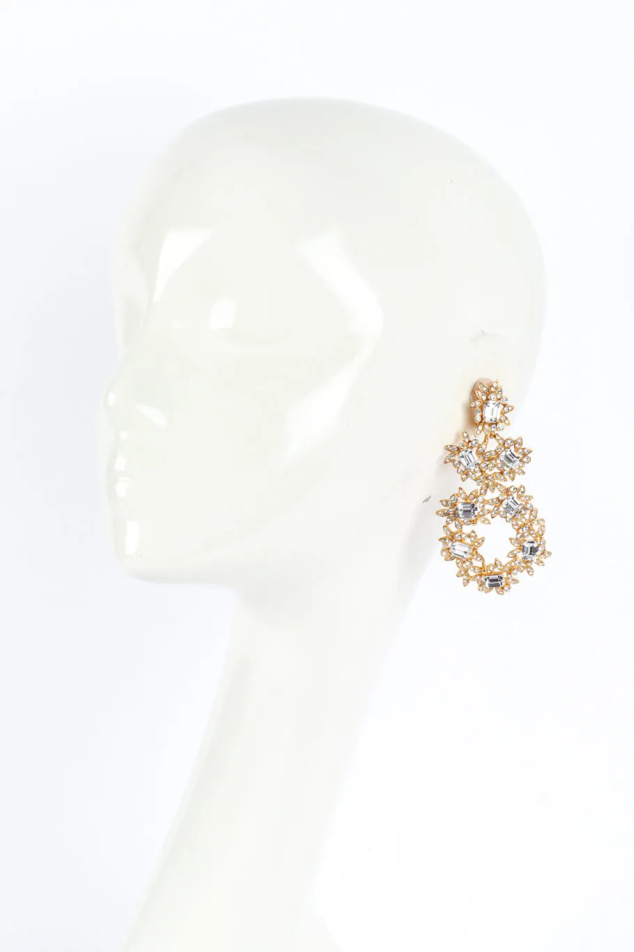 Crystal Floral Drop Hoop Earrings