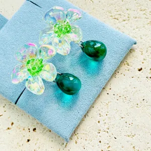 Crystal Flower Drop Earrings