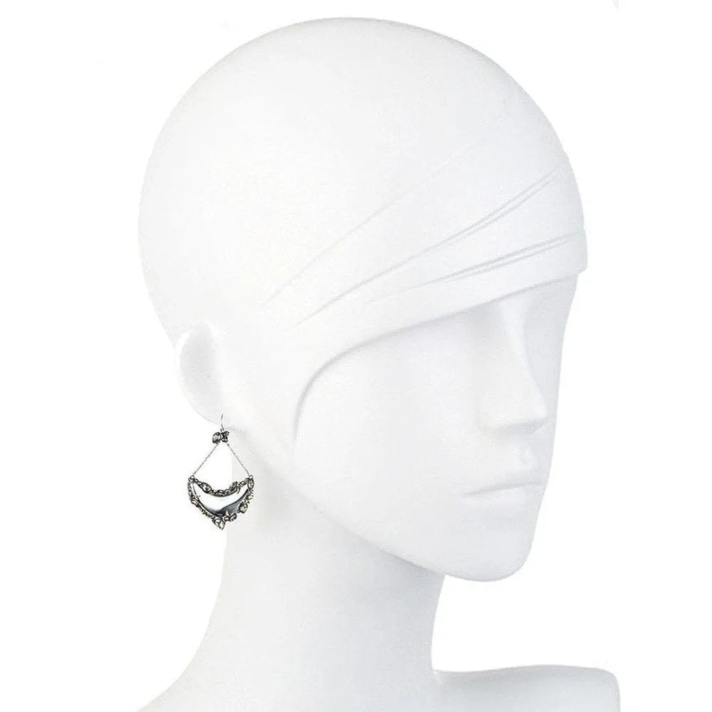 Crystal Framed Suspended Crescent Earrings
