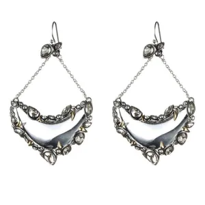 Crystal Framed Suspended Crescent Earrings