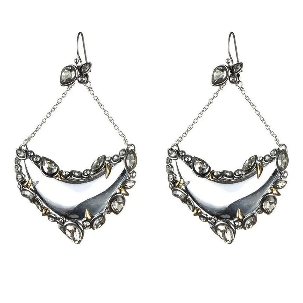 Crystal Framed Suspended Crescent Earrings