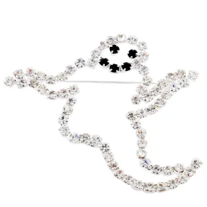 Crystal Ghost Halloween Brooch Pin