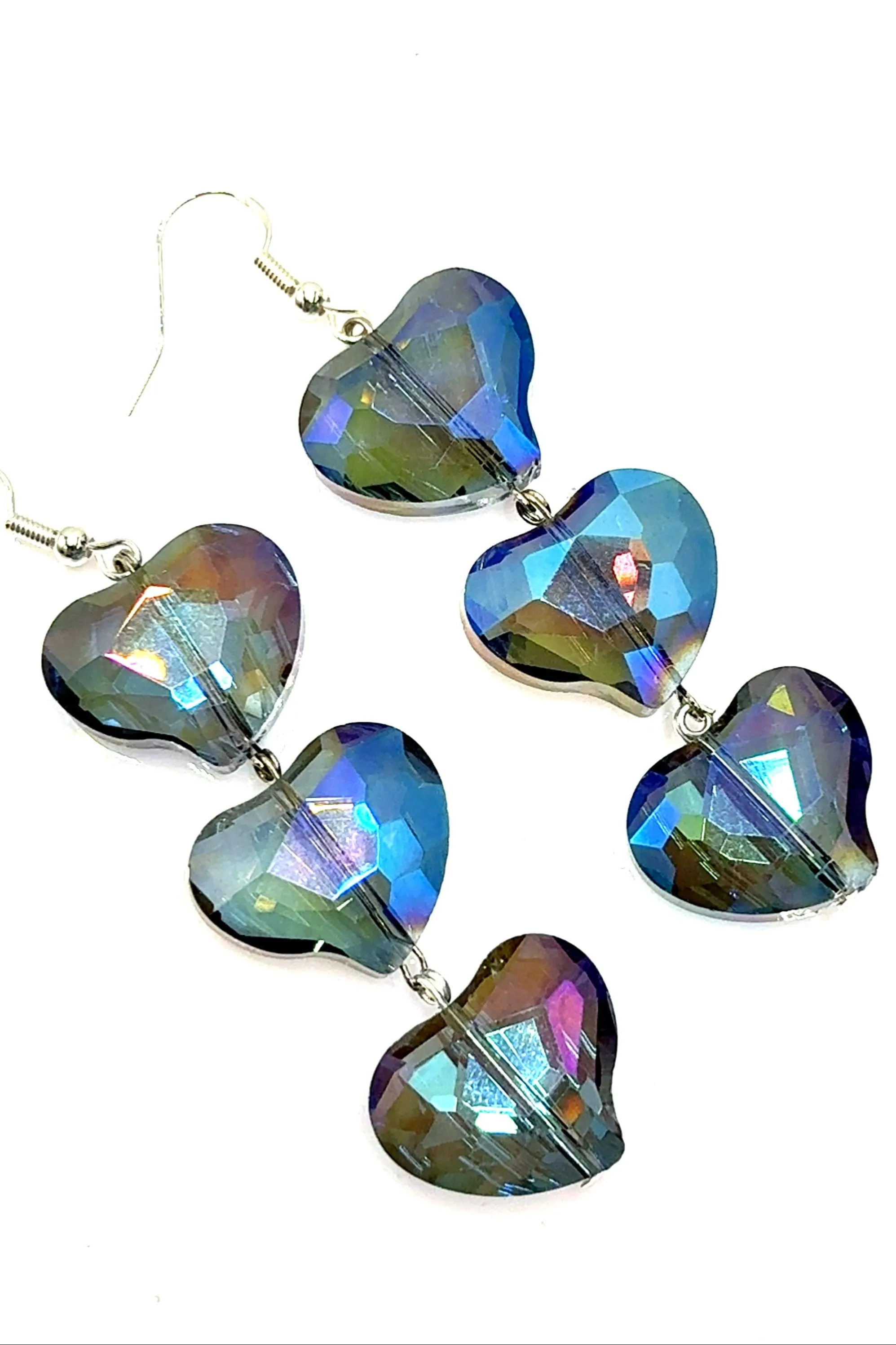 Crystal Heart Sterling Silver Dangle Earring