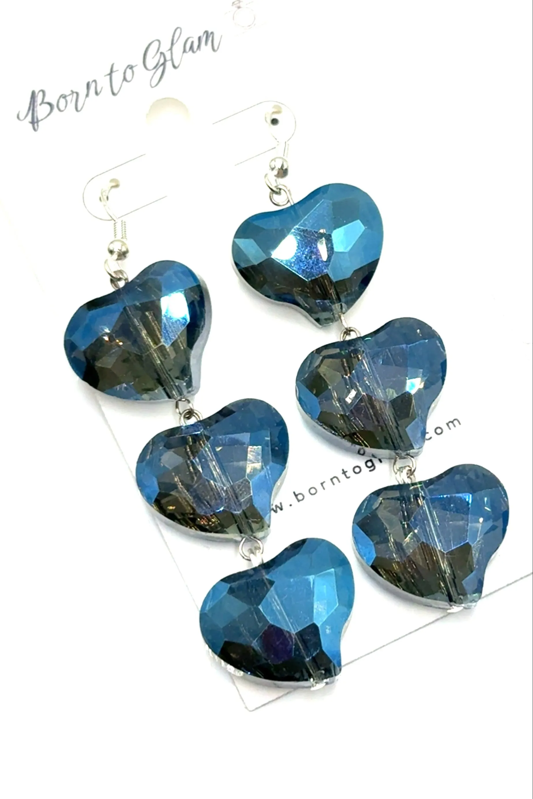 Crystal Heart Sterling Silver Dangle Earring