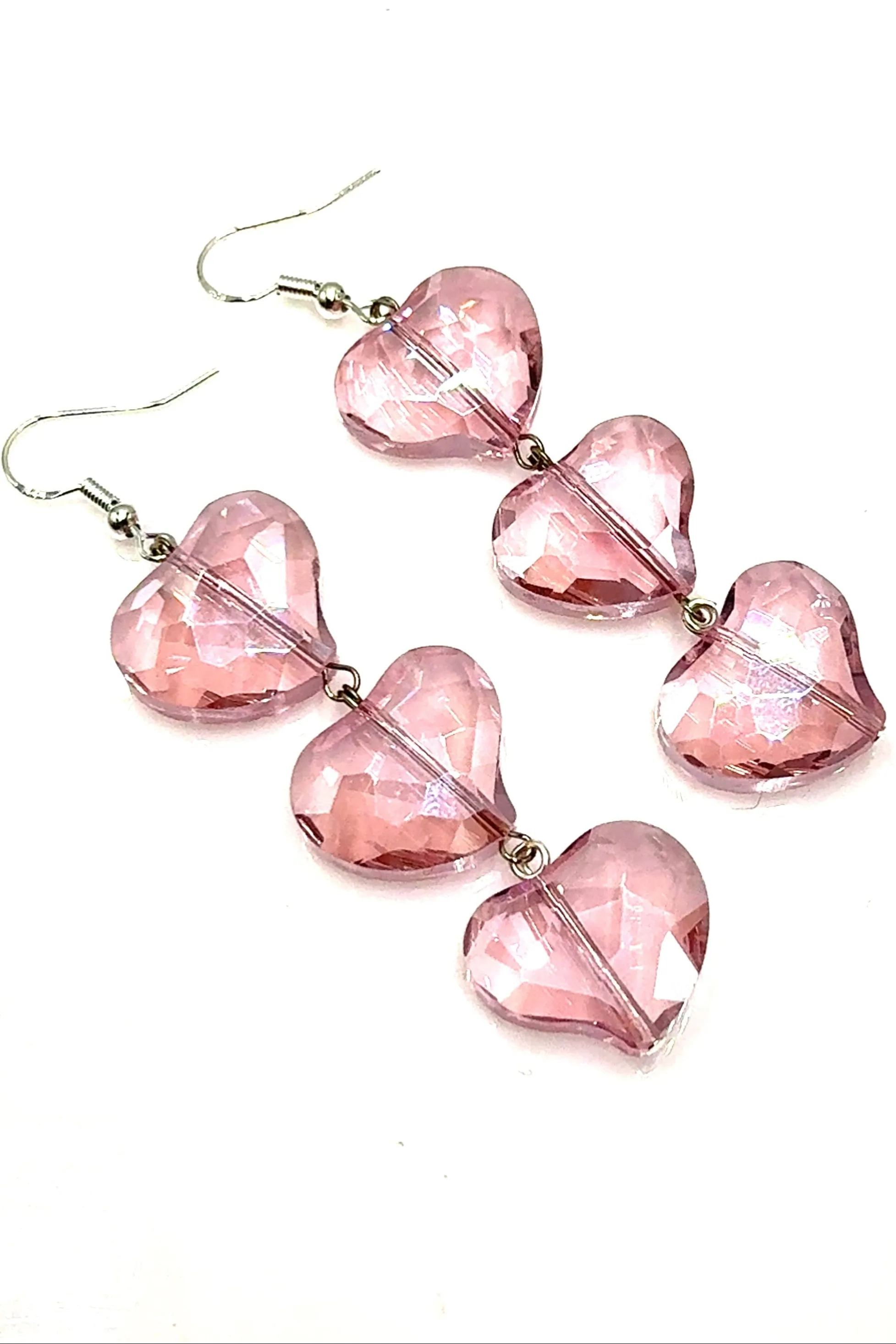 Crystal Heart Sterling Silver Dangle Earring