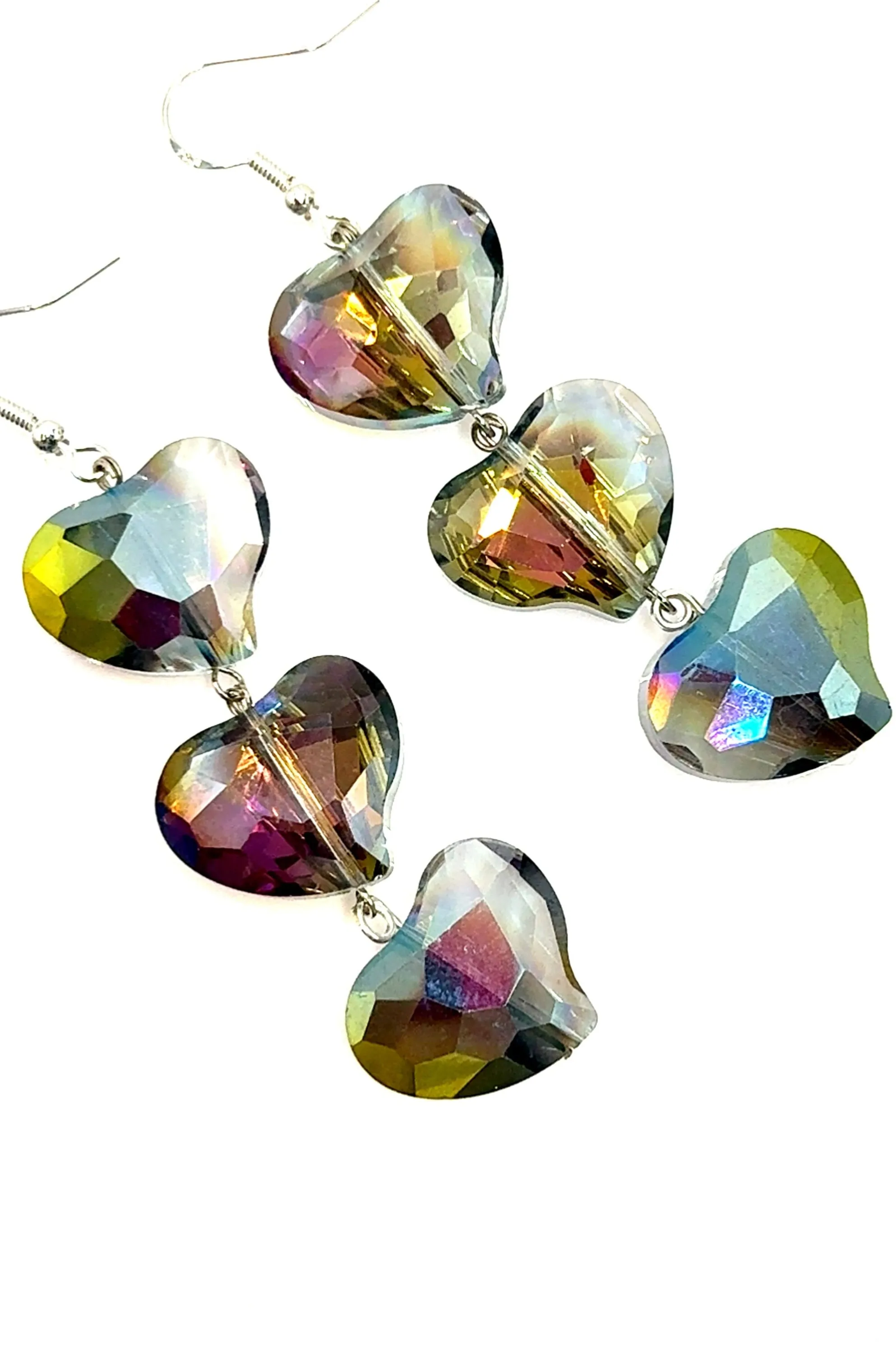 Crystal Heart Sterling Silver Dangle Earring