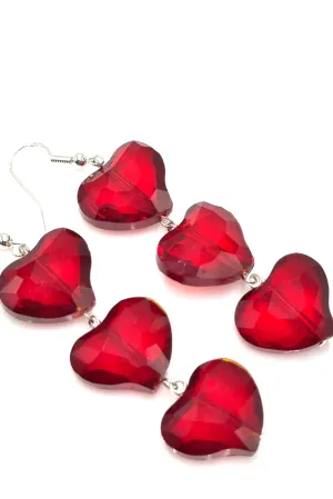 Crystal Heart Sterling Silver Dangle Earring