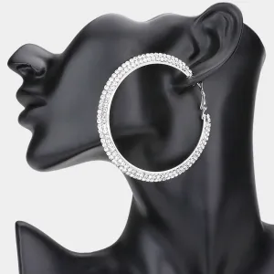 Crystal Hoop Earrings on Silver 2.75" | 297571