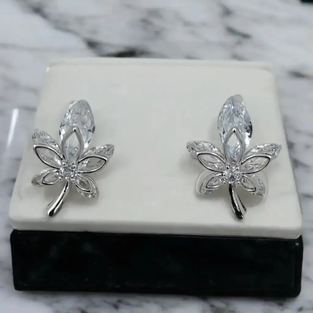 Crystal Leaf Elegance Earrings