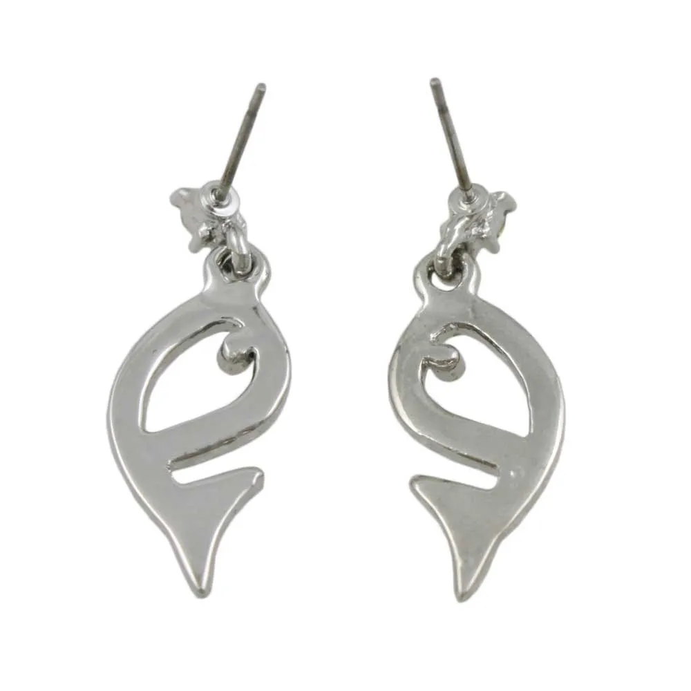 Crystal Open Whale Dangling Pierced Earring - REC906A
