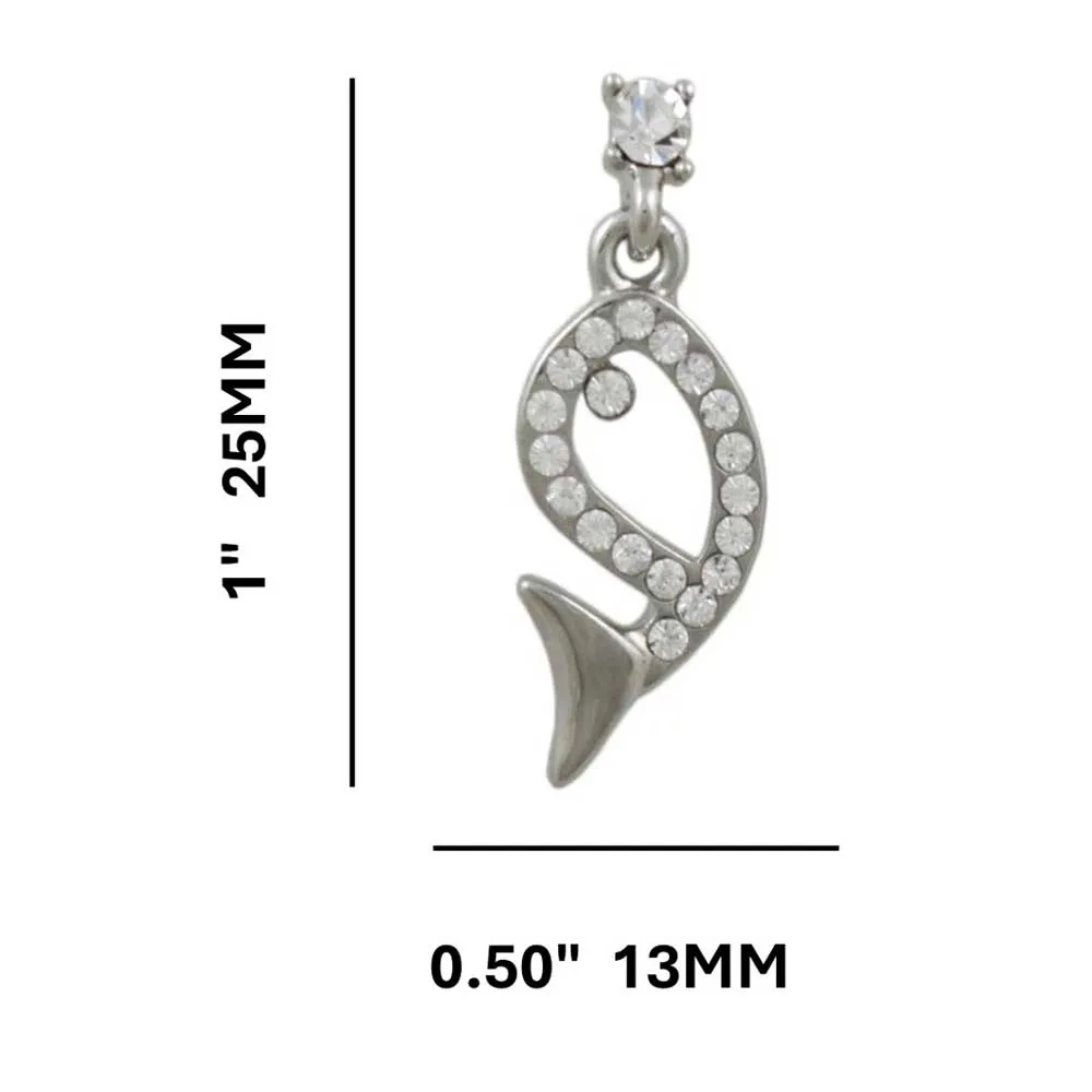 Crystal Open Whale Dangling Pierced Earring - REC906A