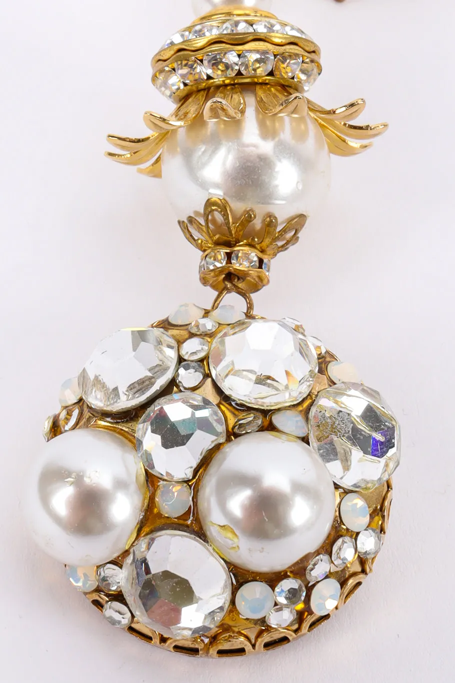 Crystal Pearl Filigree Chandelier Earrings