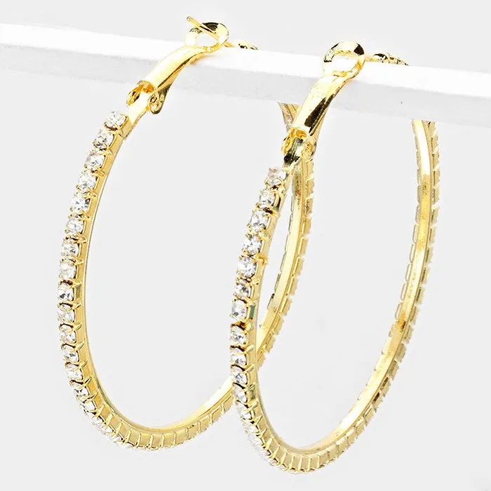 Crystal Rhinestone Hoops on Gold | 2.25" | 206046